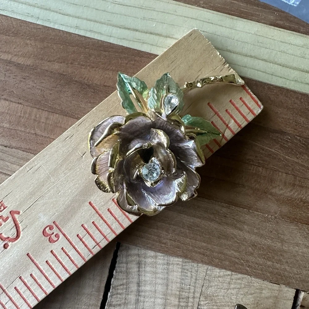 VTG RJ Graziano Flower Angel Turtle 4 Brooch Pins‎ 1.5-2.5 Inch Crystal Acrylic